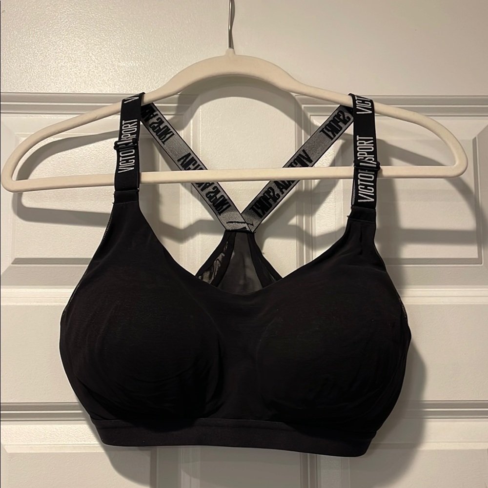 Black Sports Bra with Criss-Cross Straps and Adjustable Support